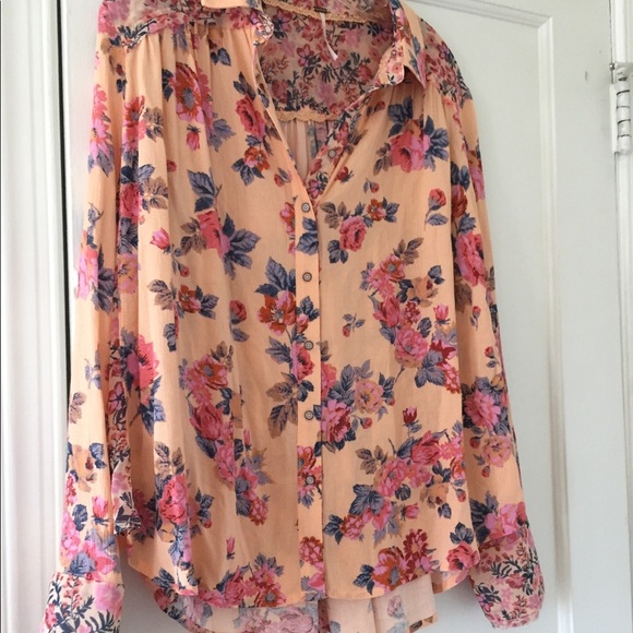 Free People Hold On To Me Long-Sleeve Blouse Boho Cottagecore - Picture 4 of 12